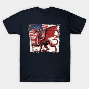 American Welsh, Welsh American, Cymru USA T-Shirt